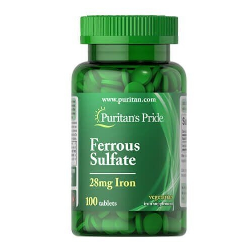 Ferrous Sulfate 28mg Iron 100 Tabs, Puritans Pride фото