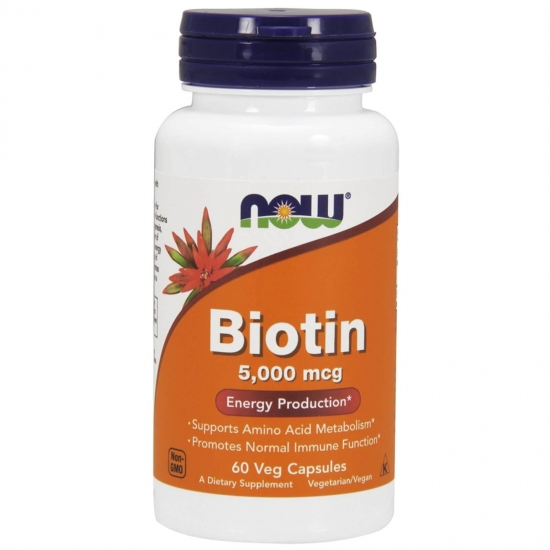 Biotin 5000mcg 60 Caps, NOW Foods картинка Biotin 5000mcg 60 Caps, NOW Foods фото