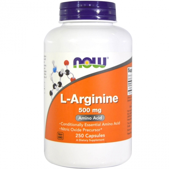 L-Arginine 500mg 250 Caps, NOW Foods фото