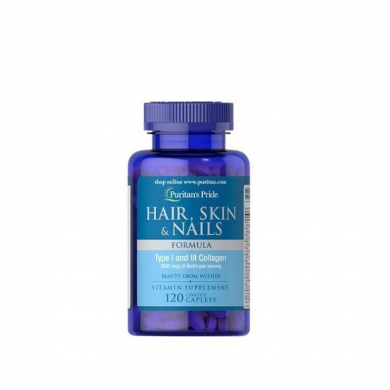 Hair, Skin & Nails Formula Type 1 and 3 Collagen 120 Tabs, Puritans Pride картинка Hair, Skin & Nails Formula Type 1 and 3 Collagen 120 Tabs, Puritans Pride фото