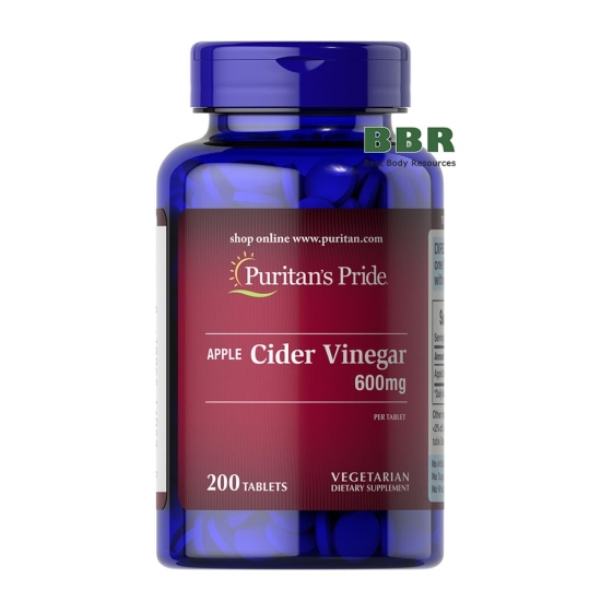 Apple Cider Vinegar 600mg 200 Tabs, Puritans Pride фото