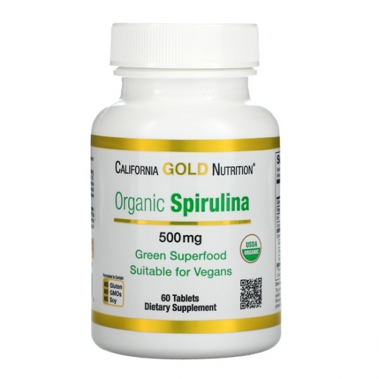 Organic Spirulina 500mg 60 Tabs, California GOLD Nutrition (Tabs) фото