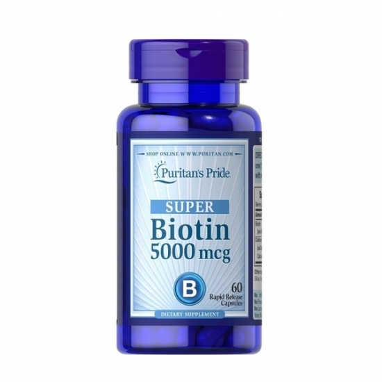Biotin 5000mcg 60 Caps, Puritan`s Pride фото
