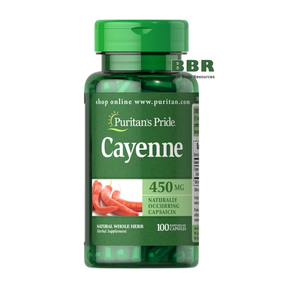 Cayenne 450mg 100 Caps, Puritans Pride фото