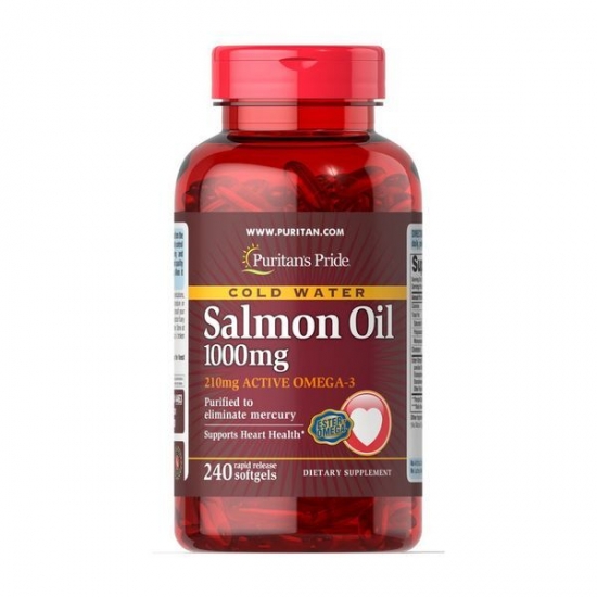 Salmon Oil 1000mg 240 Softgels, Puritans Pride (Softgels) фото