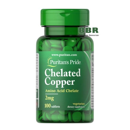 Chelated Copper 2mg 100 Tabs, Puritans Pride фото