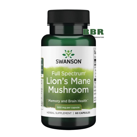 Lions Mane Mushroom 500mg 60 Caps, Swanson фото