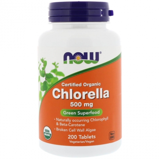 Chlorella 500mg 200 Tab, NOW Foods фото
