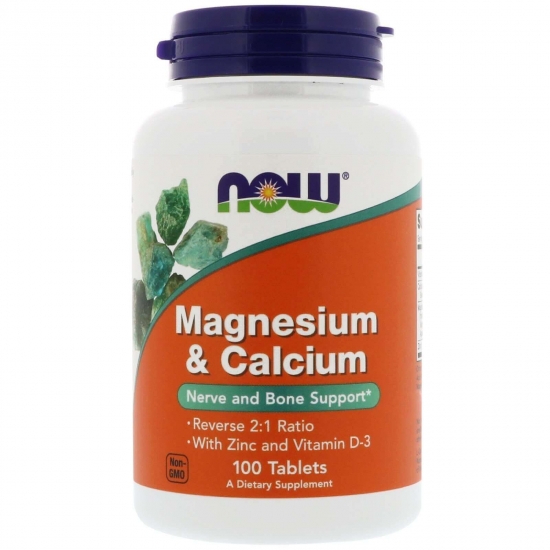 Magnesium & Calcium With Zinc and D-3 100 Tab, NOW Foods фото