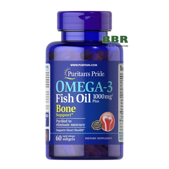 Omega 3 Fish Oil 1000mg plus Bone Support 60 Softgels, Puritans Pride фото