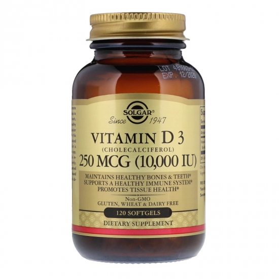 Vitamin D-3 (Cholecalciferol) 10000iu 120 Softgels, Solgar фото