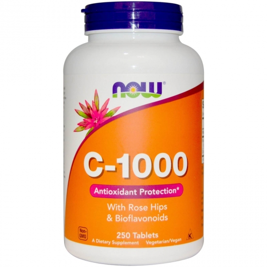 Vitamin C-1000 With Rose Hips 250 Tab, NOW Foods фото