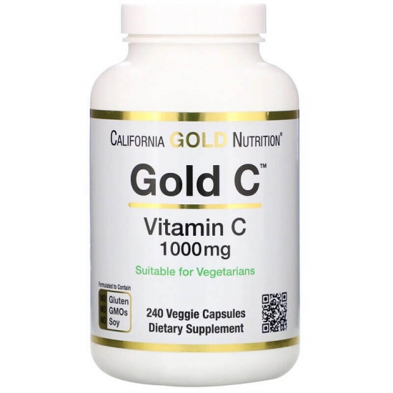 Gold Vitamin C 1000mg 240 Veg Caps, California GOLD Nutrition фото