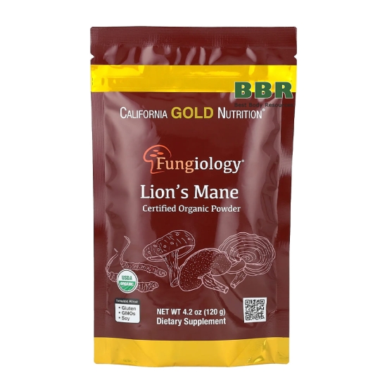 Lions Mane Organic Powder 120g, California GOLD Nutrition фото