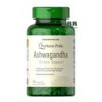 Ashwagandha Stress Support 750mg 90 Caps, Puritans Pride