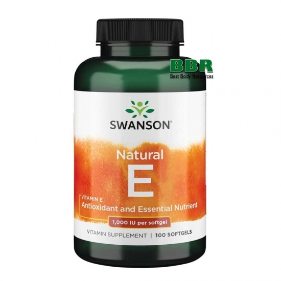 Natural Vitamin E 1000iu 100 Softgels, Swanson фото