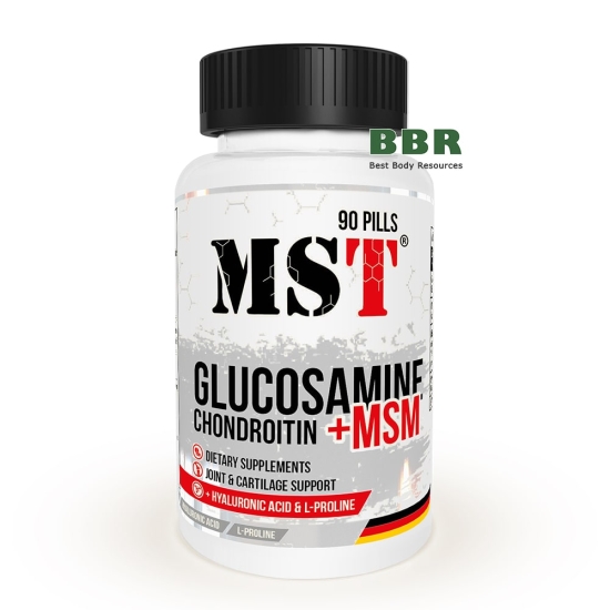 Glucosamine Chondroitin MSM + Hyaluronic Acid & L-Prolin 90 Tabs, MST фото