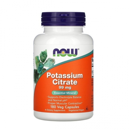 Potassium Citrate 99mg 180 Veg Caps, NOW Foods фото
