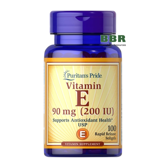Vitamin E-90mg 200iu 100 Softgels, Puritans Pride фото