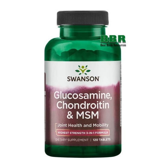 Glucosamine, Chondroitin & MSM Highest Strength 120 Tabs, Swanson фото