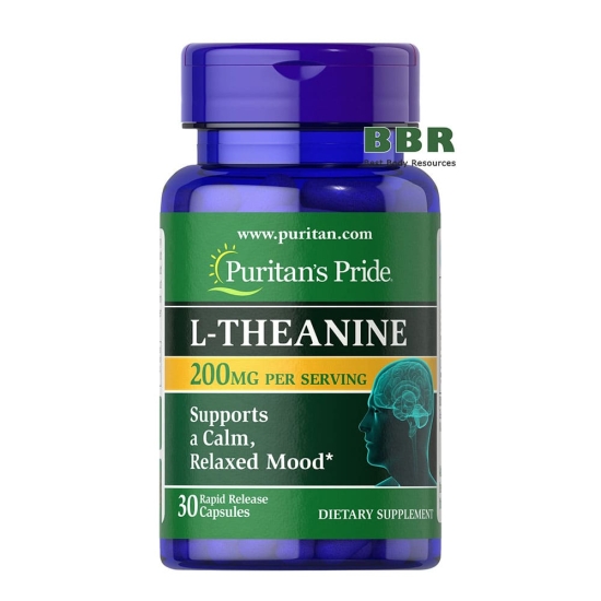 L-Theanine 200mg Per Serving 30 Caps, Puritans Pride фото