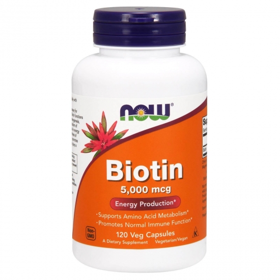 Biotin 5000mcg 120 Caps, NOW Foods фото
