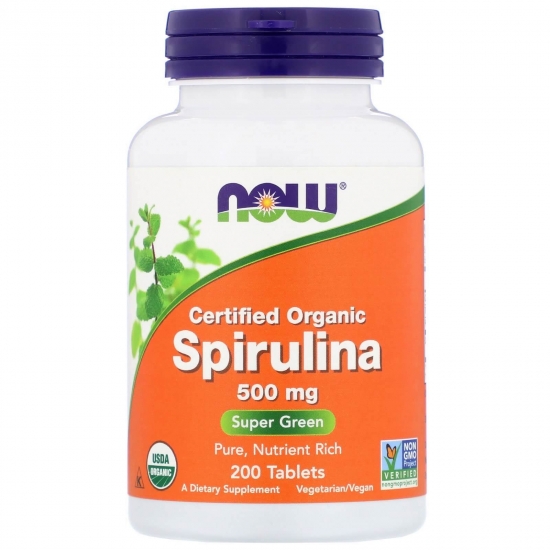 Spirulina 500mg 200 Tab, NOW Foods картинка Spirulina 500mg 200 Tab, NOW Foods фото