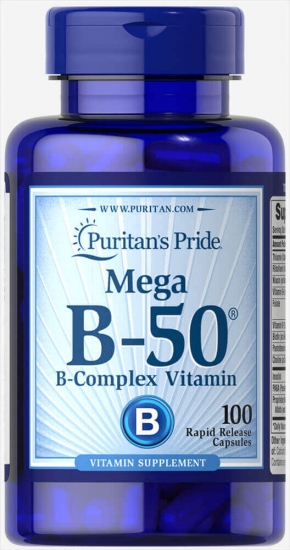 Vitamin B-50 B-Complex 100 Tabs, Puritans Pride фото