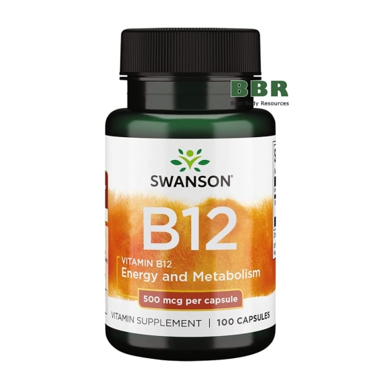 Vitamin B12 500mcg 100 Caps, Swanson фото