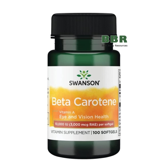 Beta Carotene Vitamin A 10000iu 3000mcg 100 Softgels, Swanson фото
