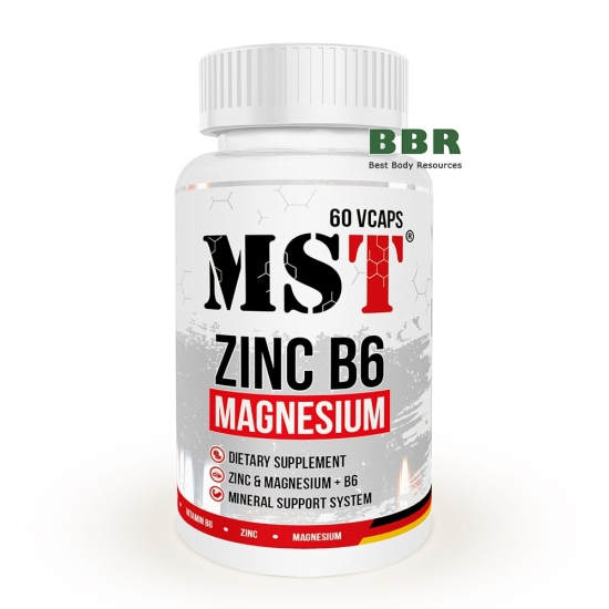 Zinc Magnesium Vitamin B6 60 Caps, MST фото