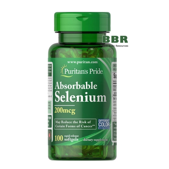 Absorbable Selenium 200mcg 100 Softgels, Puritans Pride фото