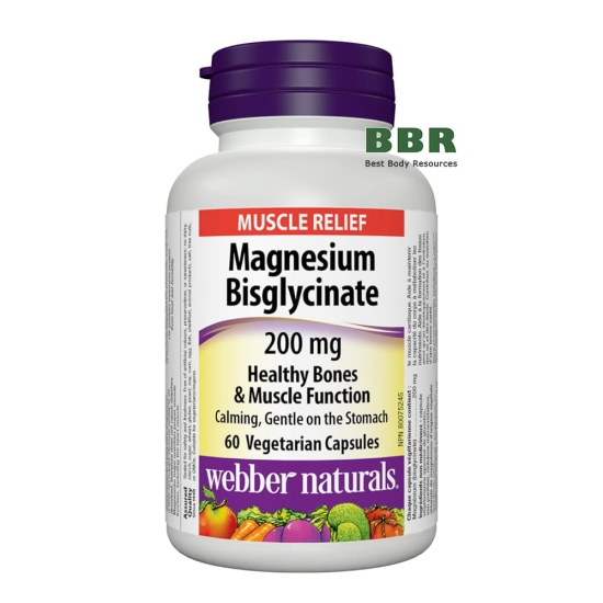 Magnesium Bisglycinate 200mg 60 Veg Caps, Webber Naturals фото