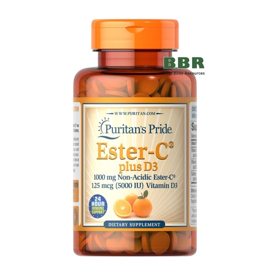 Ester-C 1000mg plus D3 5000iu 60 Tabs, Puritans Pride фото