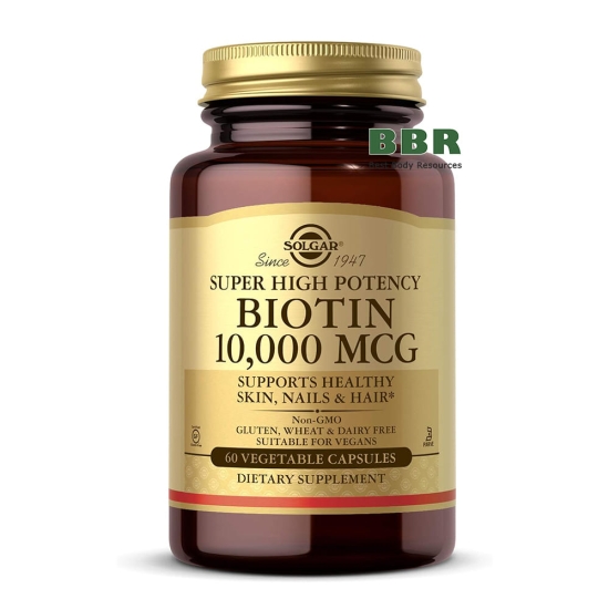 Biotin 10.000mcg 60 Veg Caps, Solgar фото