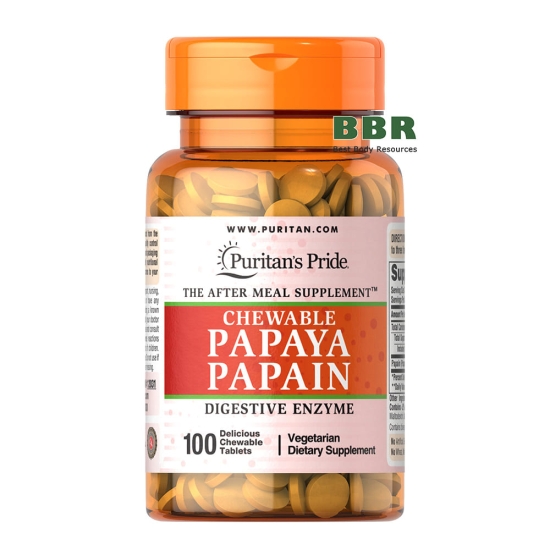 Papaya Enzyme 100 Chewable Tabs, Puritans Pride фото