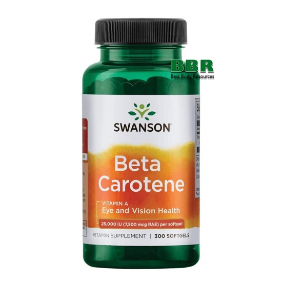 Beta Carotene Vitamin A 25000iu 7500mcg 100 Softgels, Swanson фото