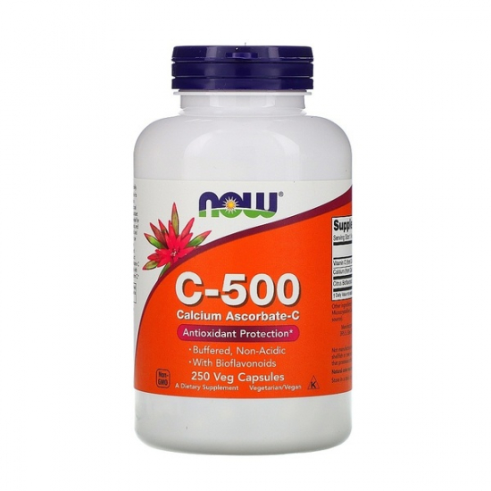 Vitamin C-500 Calcium Ascorbate-C with Bioflavonoids 250 Veg Caps, NOW Foods фото