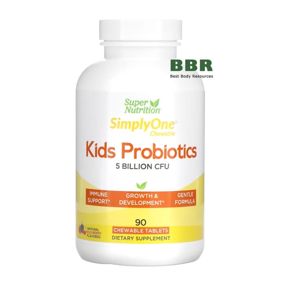 SimplyOne Kids Probiotics 5 Billion CFU 90 Chewable Tabs, Super Nutrition фото