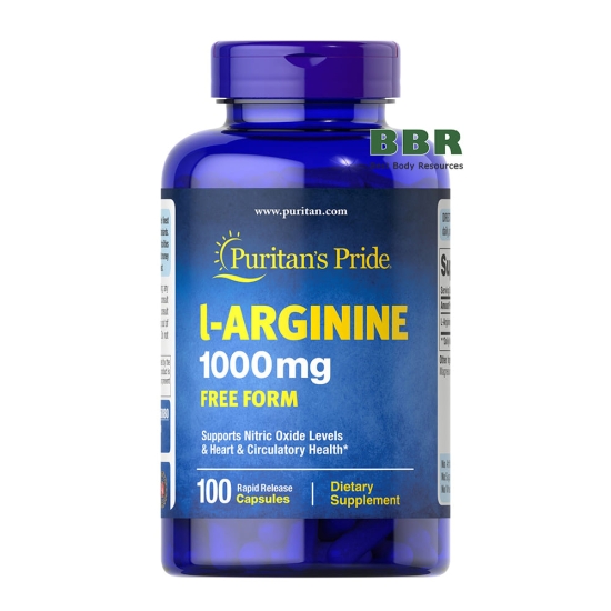 L-Arginine 1000mg Free Form 100 Caps, Puritans Pride картинка L-Arginine 1000mg Free Form 100 Caps, Puritans Pride фото