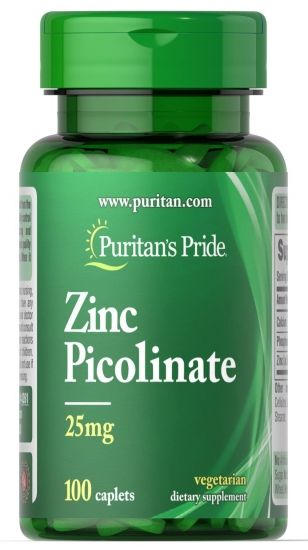 Zinc Picolinate 25mg 100 Tabs, Puritans Pride фото