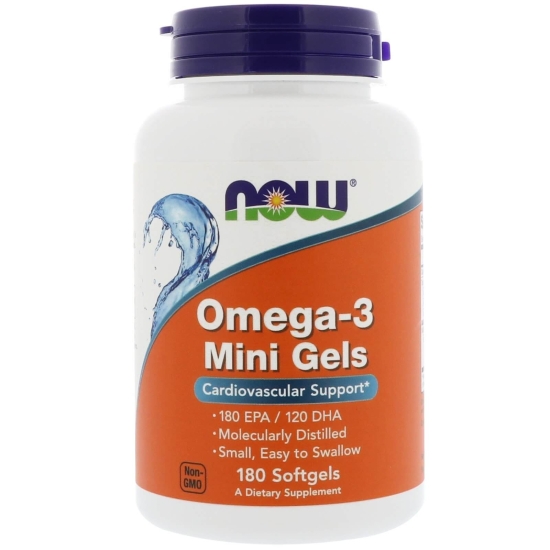 Omega-3 Mini Gels 90 Softgels, NOW Foods картинка Omega-3 Mini Gels 90 Softgels, NOW Foods фото