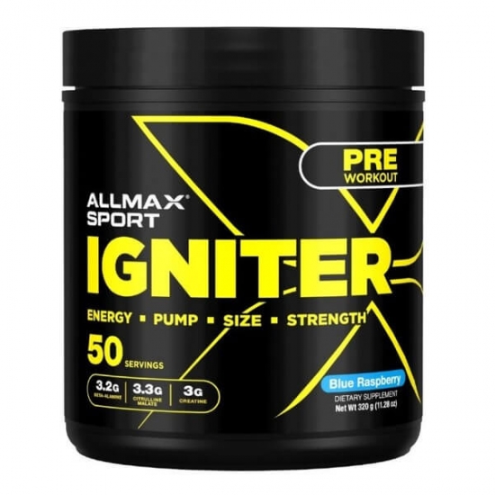 Pre Workout Igniter 50 Servings, AllMax (Blue Raspberry) картинка Pre Workout Igniter 50 Servings, AllMax (Blue Raspberry) фото