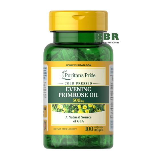 Evening Primrose Oil 500mg 100 Softgels, Puritans Pride фото