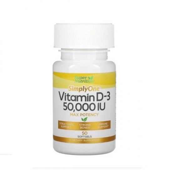 Vitamin D-3 50000 50 Softgels, Super Nutrition фото