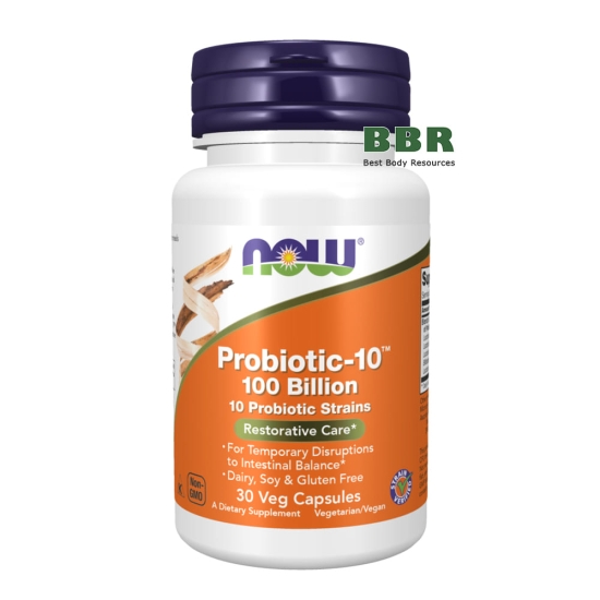 Probiotic-10 100 Billion 30 Veg Caps, NOW Foods фото