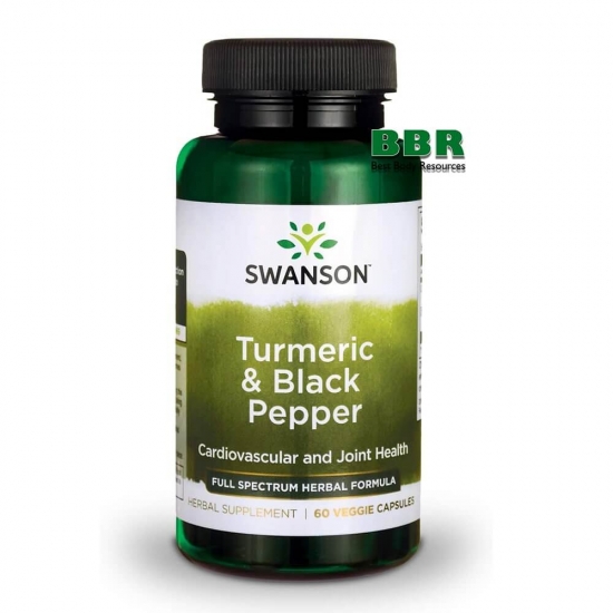 Turmeric 600mg & Black Pepper 5mg 60 Veg Caps, Swanson (Veg Caps) фото