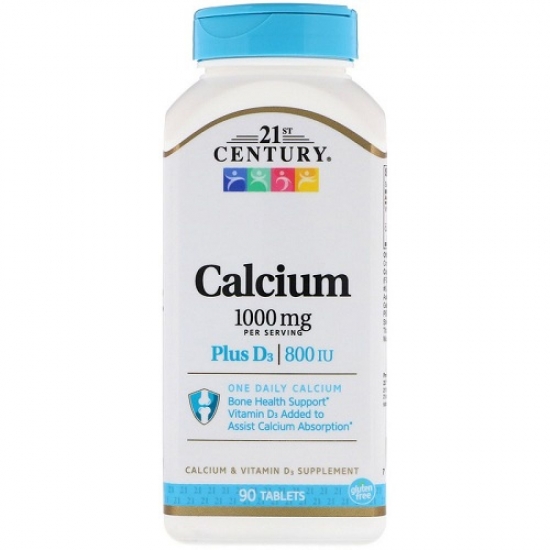 Calcium 1000mg Plus D3 20mcg 90tab, 21st Century фото