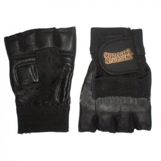 Перчатки с напульсником Кожа/Черный, Sprinter фото