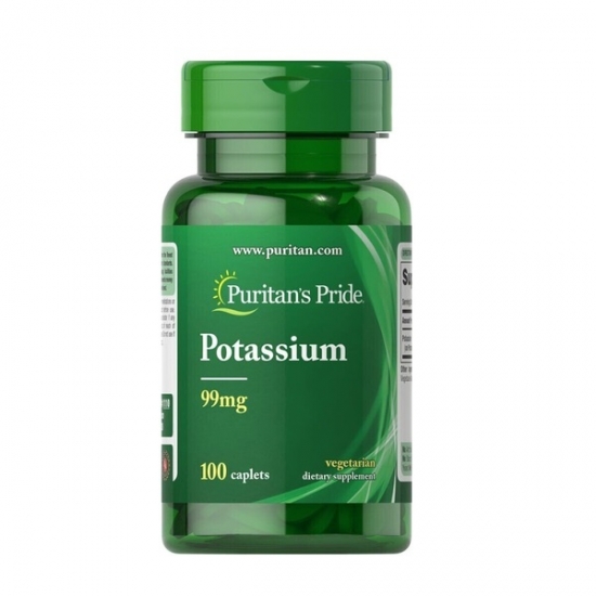 Potassium 99mg 100 Tabs, Puritans Pride фото